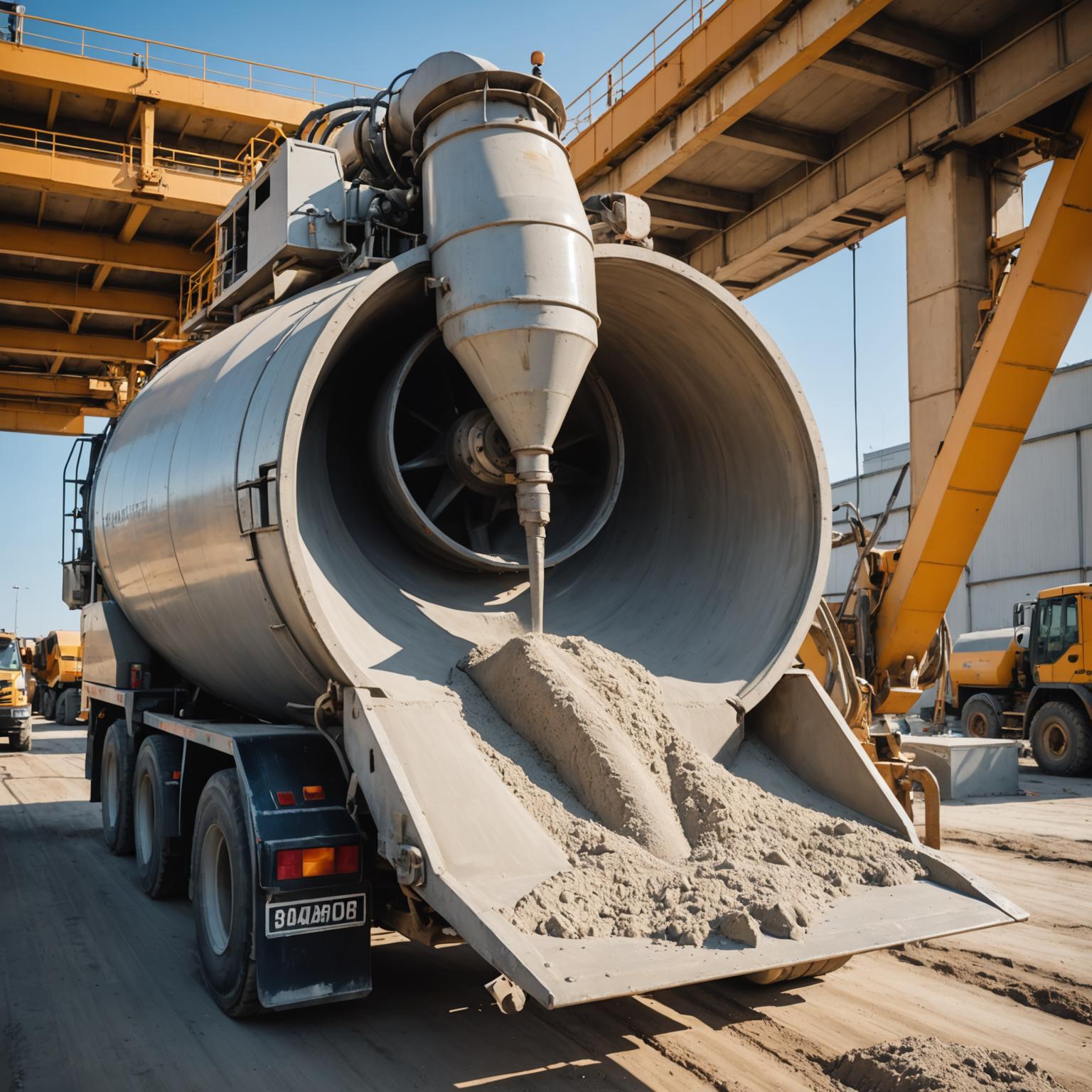 Ready-mix concrete truck pouring on a residential site