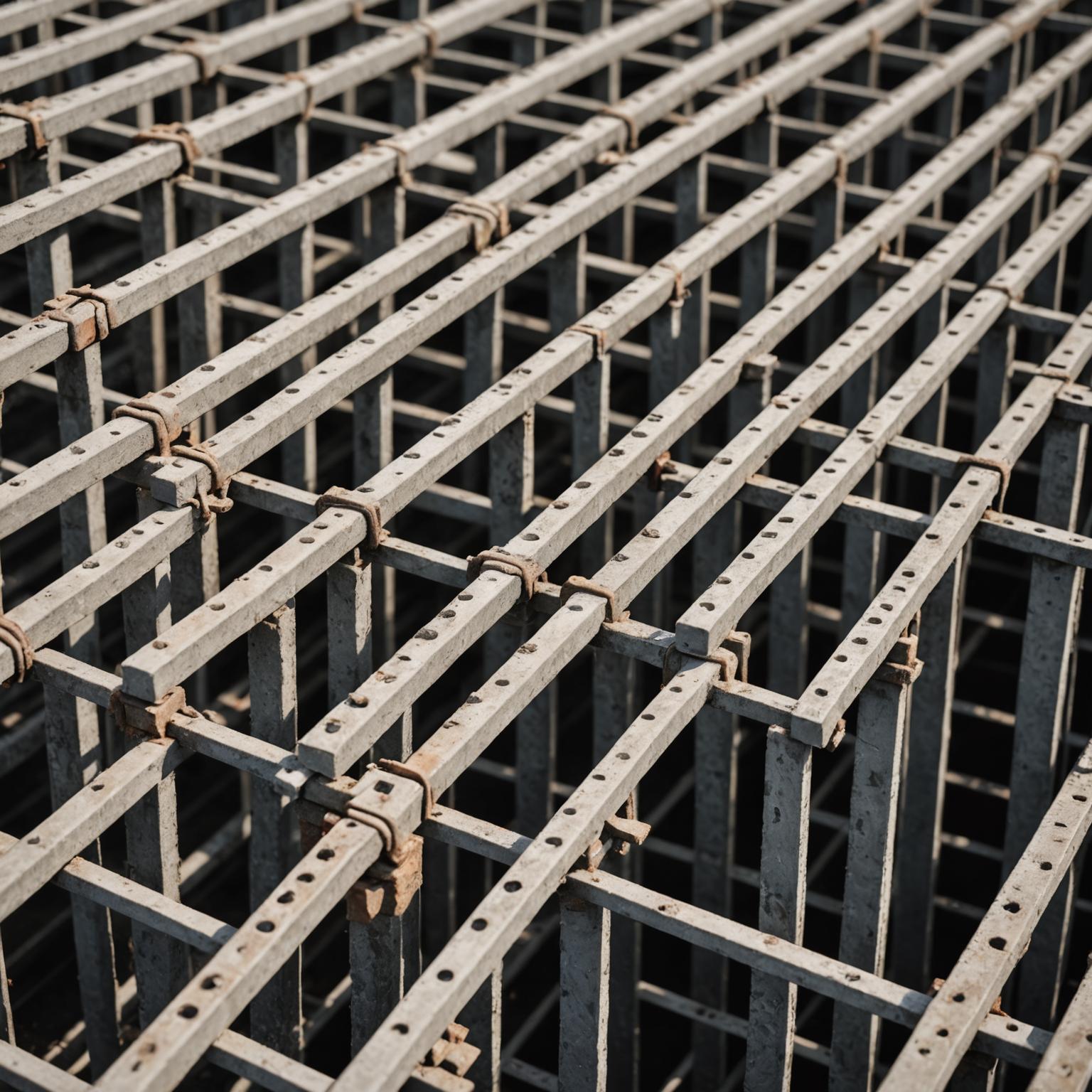 Reinforcing steel framework ready for a concrete pour